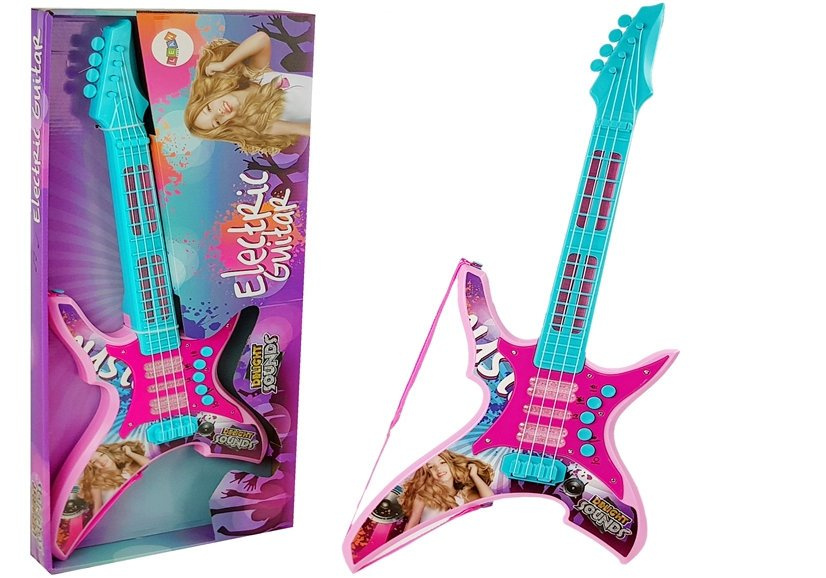 Električna gitara sa svjetlima i zvukovima, roza, 62 cm