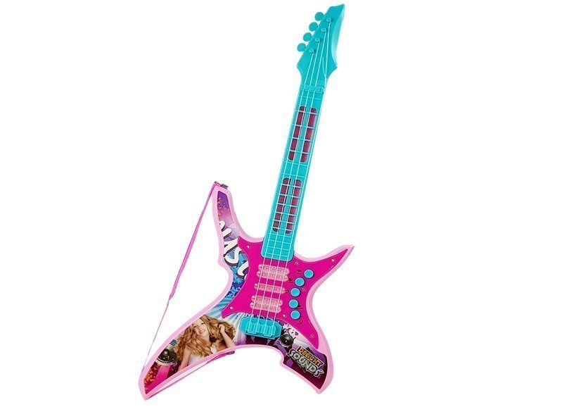 Električna gitara sa svjetlima i zvukovima, roza, 62 cm3