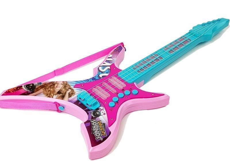Električna gitara sa svjetlima i zvukovima, roza, 62 cm 2