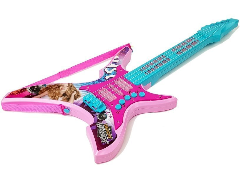 Električna gitara sa svjetlima i zvukovima, roza, 62 cm 2