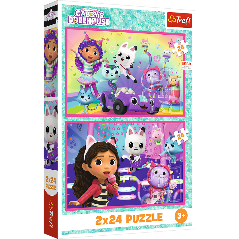 Puzzle 2x24 Zabava s Gabby Univerzalna Gabby's Dollhouse Trefl 34433
