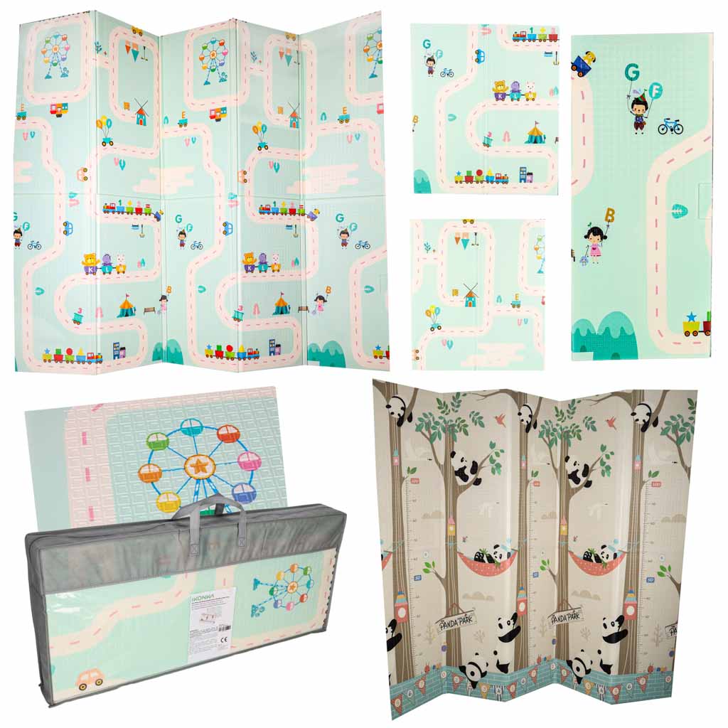 Edukativna dvostrana sklopiva pjenasta podloga 180x200 panda/cesta