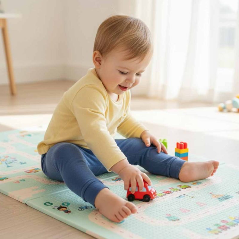 Edukativna dvostrana sklopiva pjenasta podloga 180x200 panda/cesta 3