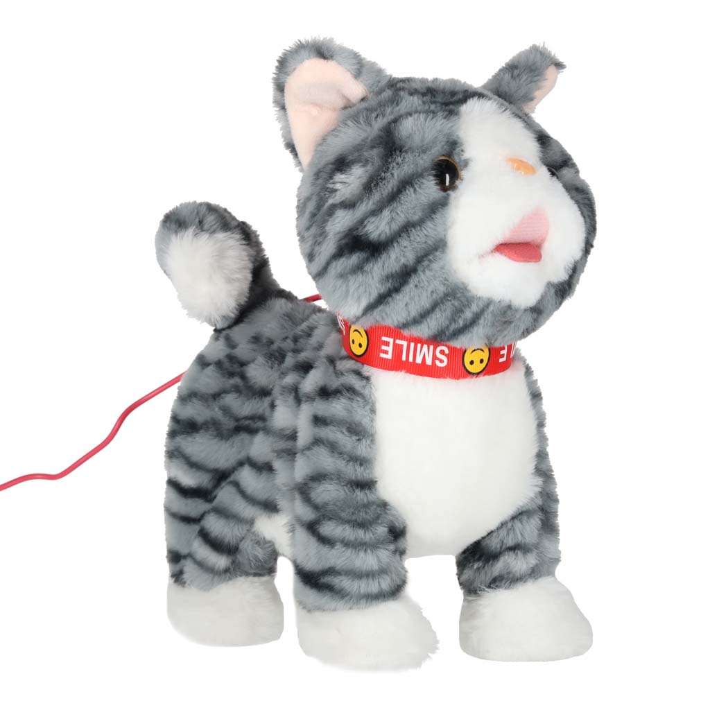 Interaktivna maca koja se kreće na uzici u sivoj boji, zvuk 6