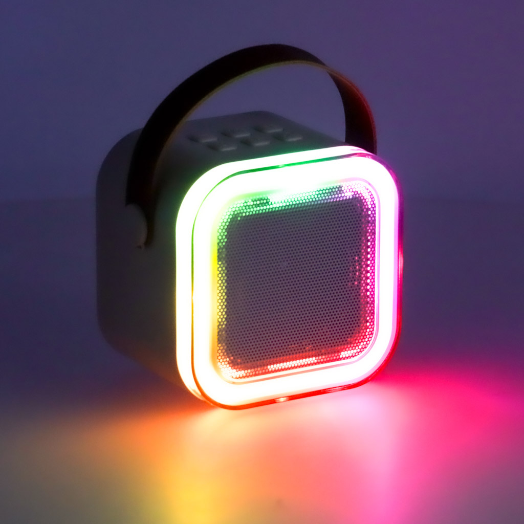 Karaoke zvučnik s mikrofonom BLUETOOTH USB LED bež 5
