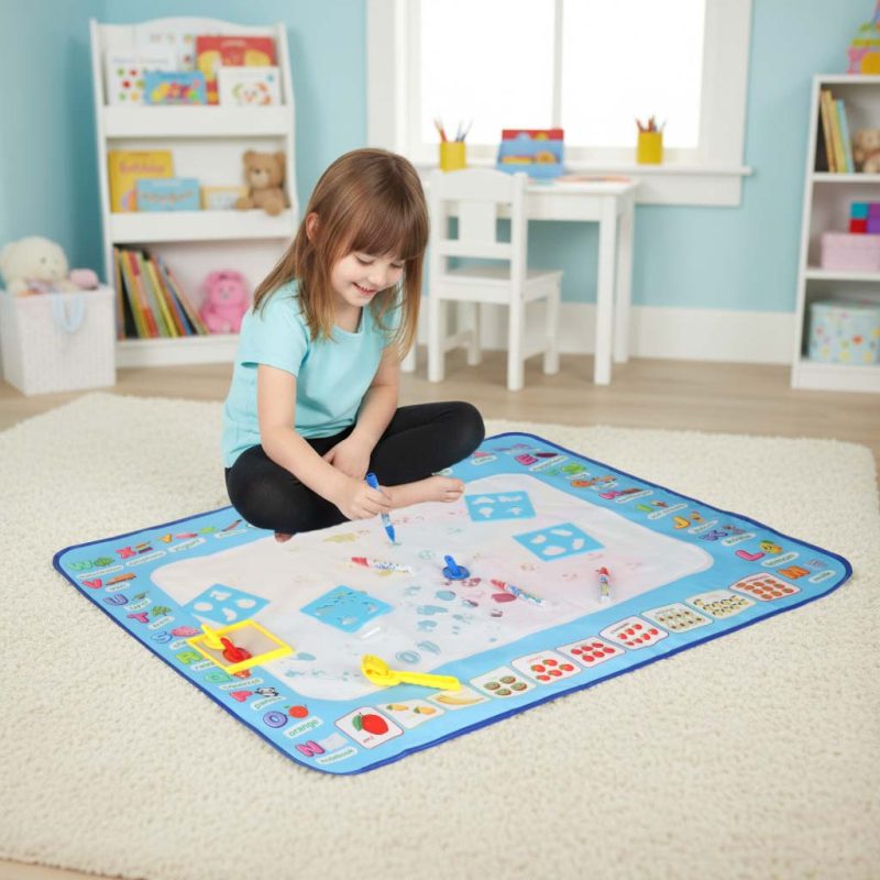 Vodena podloga za slikanje, crtanje na vodi, markeri, pečati, šablone, valjak 100x80cm, abeceda 3