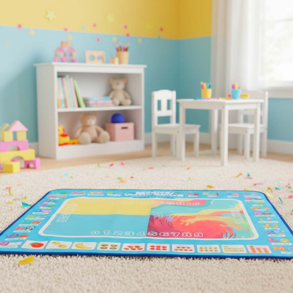 Vodena podloga za slikanje, crtanje na vodi, markeri, pečati, šablone, valjak 100x80cm, abeceda 2