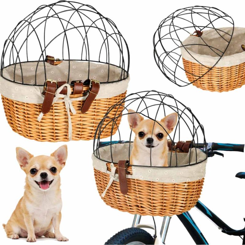 Wicker-basket-for-bike-with-metal-grid-cat-dog-carrier-184204 Pletena košara za bicikl s metalnom rešetkom za prijevoz mačaka i pasa