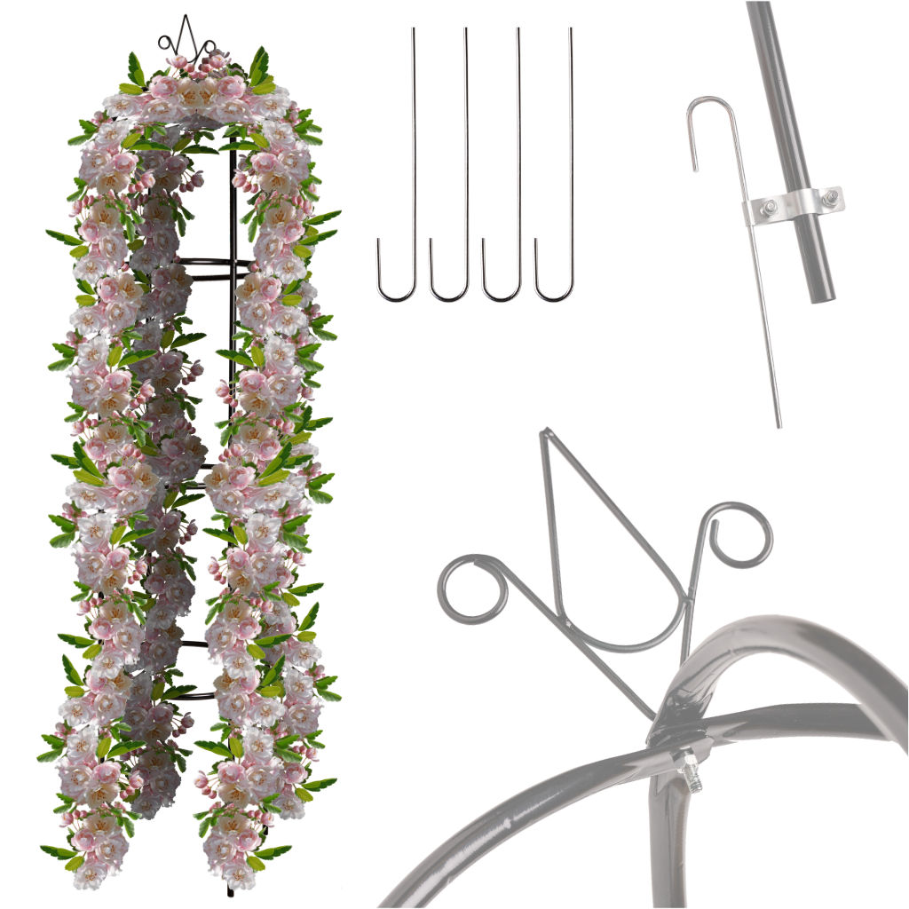 LUARO Vrtna pergola, stup, stalak za zvono za ruže penjačice, metalni 195 cm