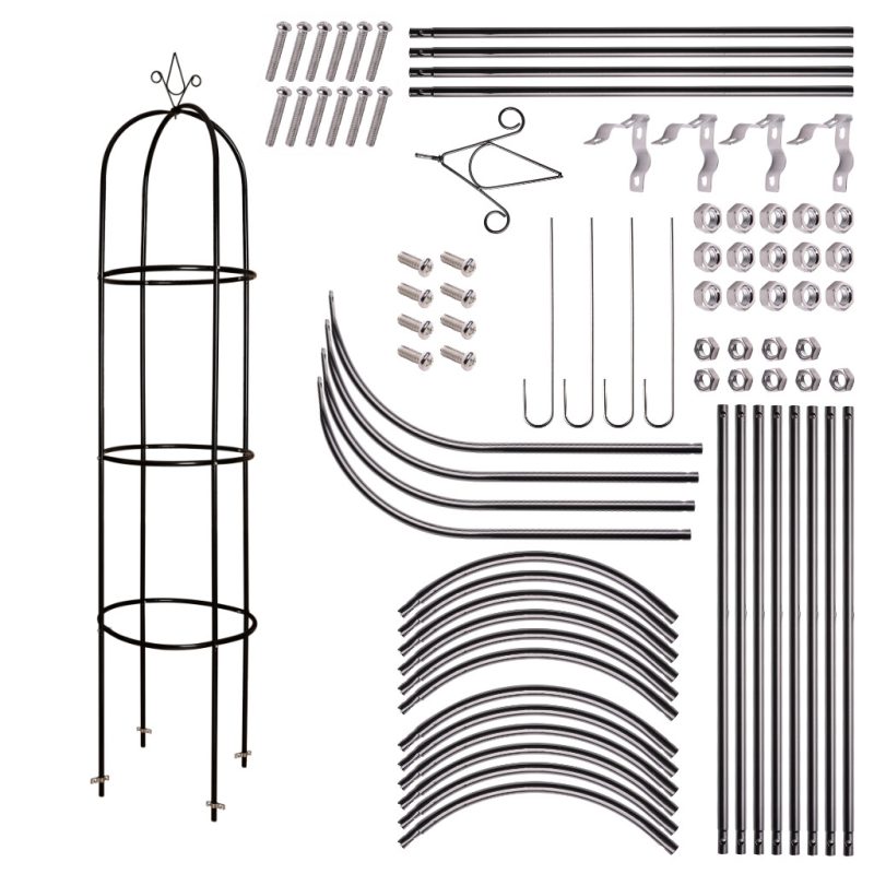 LUARO Vrtna pergola, stup, stalak za zvono za ruže penjačice, metalni 195 cm