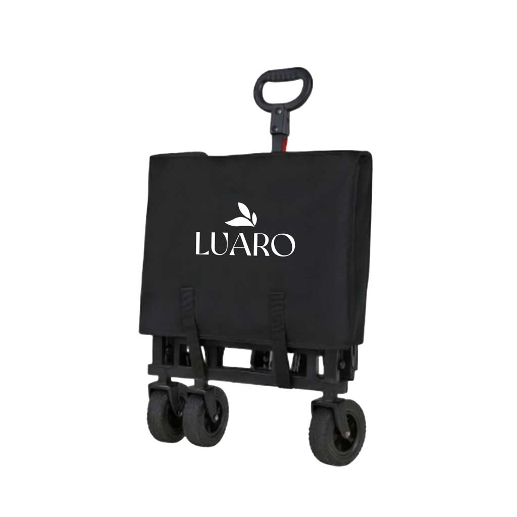LUARO sklopiva kolica za prijevoz na plažu s nadstrešnicom i mrežom crna