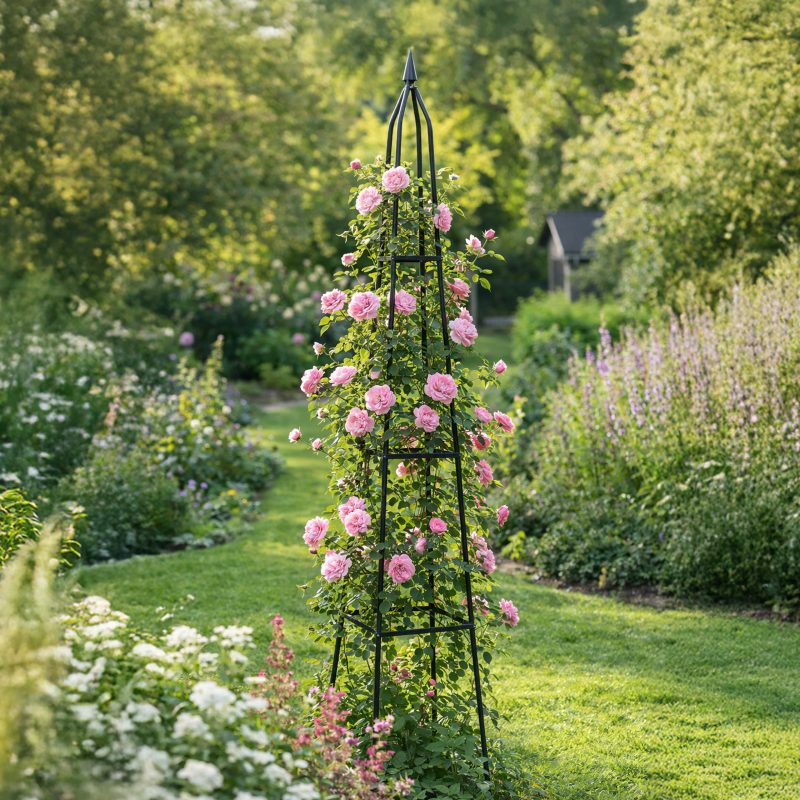 LUARO Vrtni nosač za pergolu za cvijeće, stalak za ruže penjačice, piramidalni metalni