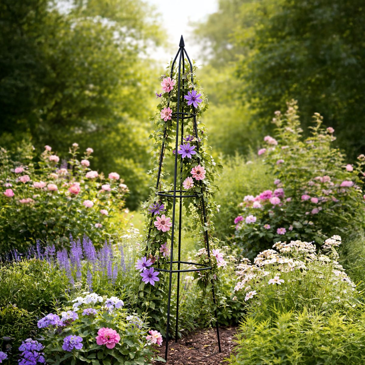 LUARO Vrtni nosač za pergolu za cvijeće, stalak za ruže penjačice, piramidalni metalni