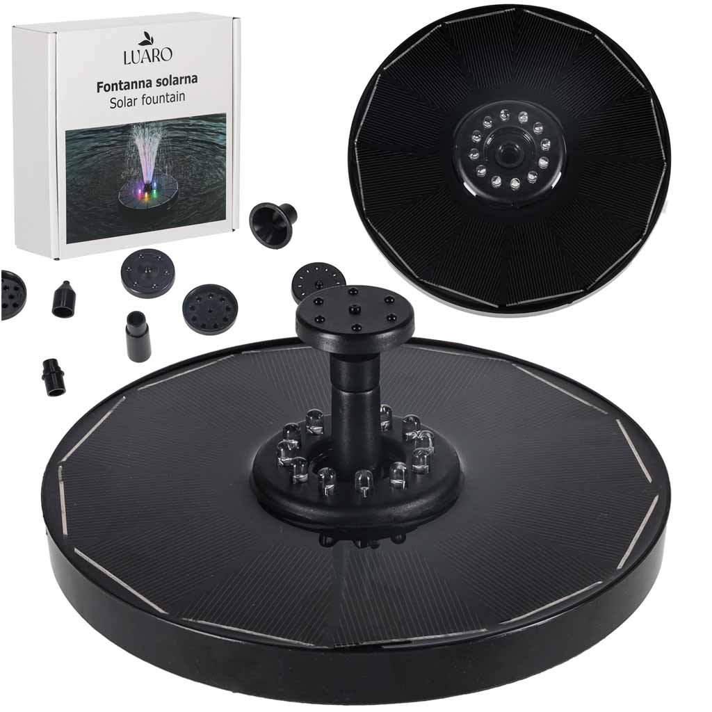 LUARO Solarna fontana za ribnjak, vrtna plutajuća pumpa, LED RGB 16 cm