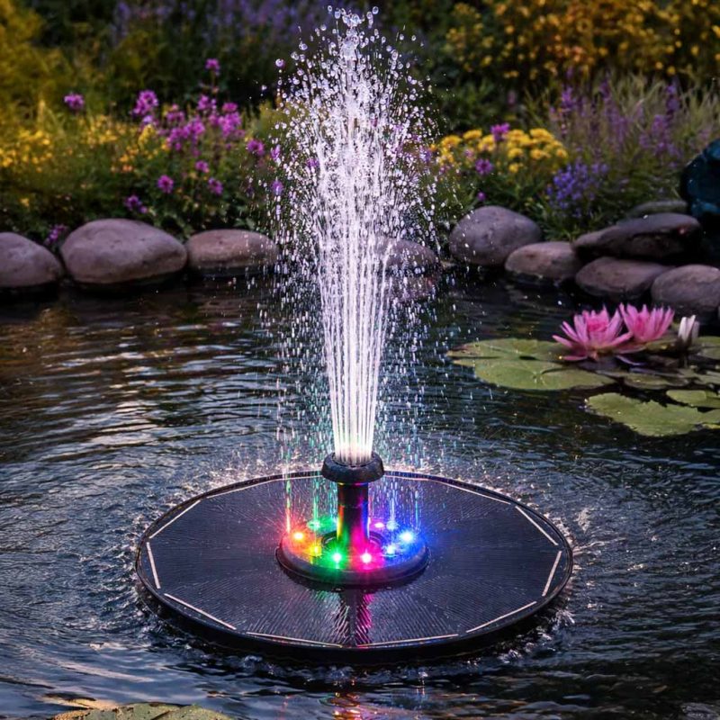 LUARO Solarna fontana za ribnjak, vrtna plutajuća pumpa, LED RGB 16 cm