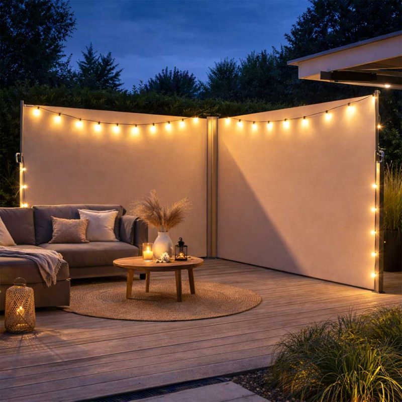 LUARO kutna bočna tenda za terasu, uvlačiva 180 x 600 cm, bež