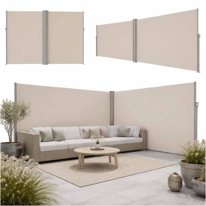 LUARO-corner-side-terrace-awning-retractable-screen-180-x-600-cm-beige-182997 LUARO kutna bočna tenda za terasu, uvlačiva 180 x 600 cm, bež