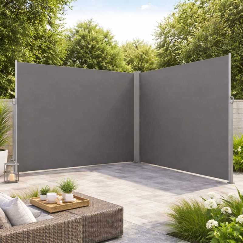 LUARO kutna bočna tenda za terasu, uvlačiva 180 x 600 cm, siva