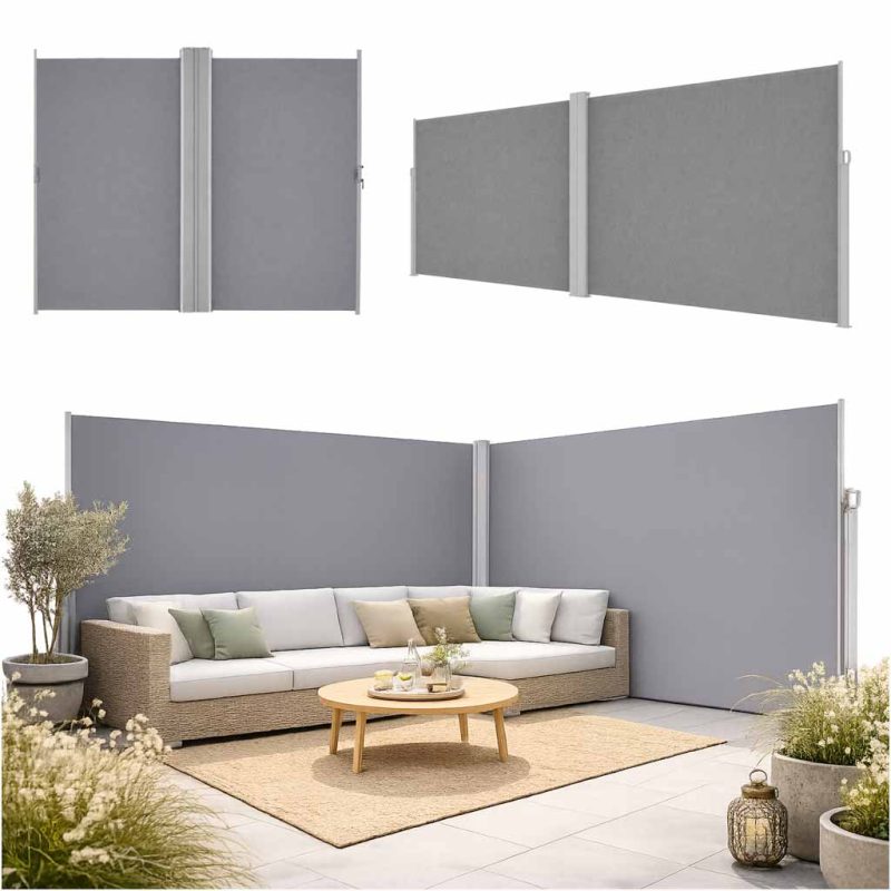 LUARO-corner-side-terrace-awning-retractable-screen-180-x-600-cm-grey-182996 LUARO kutna bočna tenda za terasu, uvlačiva 180 x 600 cm, siva