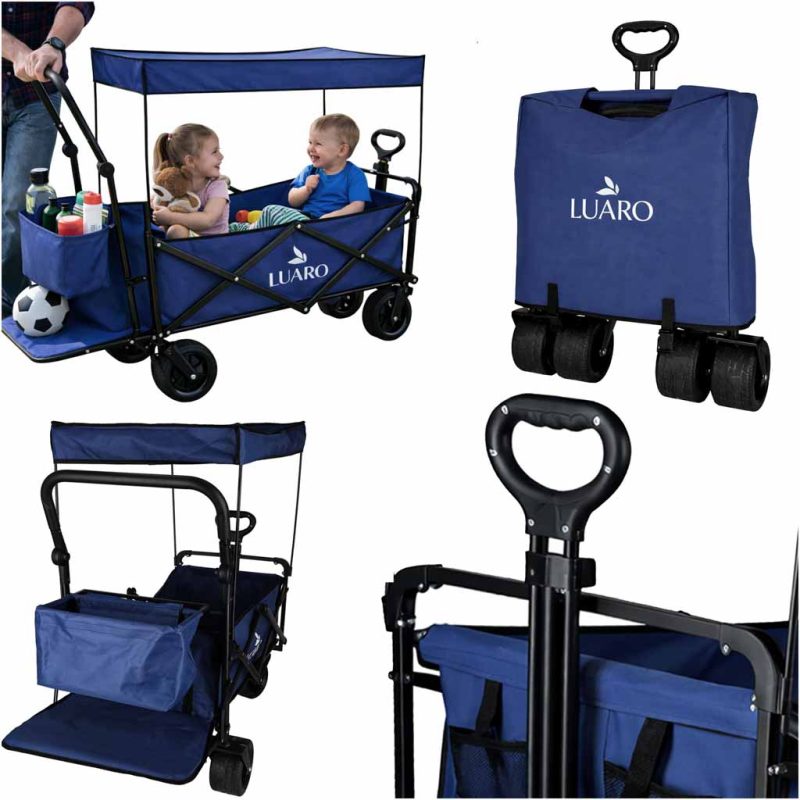 LUARO-folding-beach-transport-trolley-with-canopy-and-net-navy-blue-182954 LUARO sklopiva kolica za prijevoz na plažu s nadstrešnicom i mrežom plava