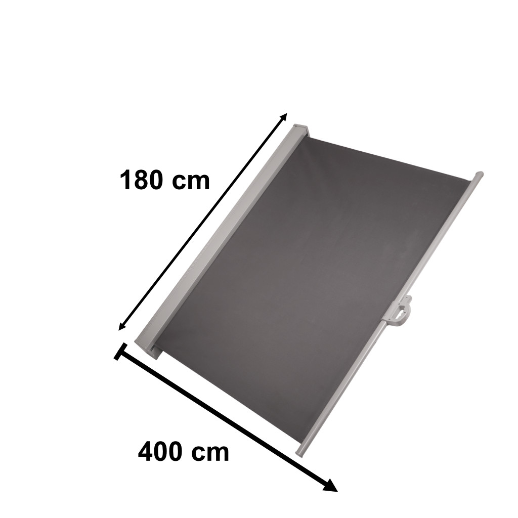 Bočna tenda za terasu s uvlačivim zaslonom 180 x 400 cm siva