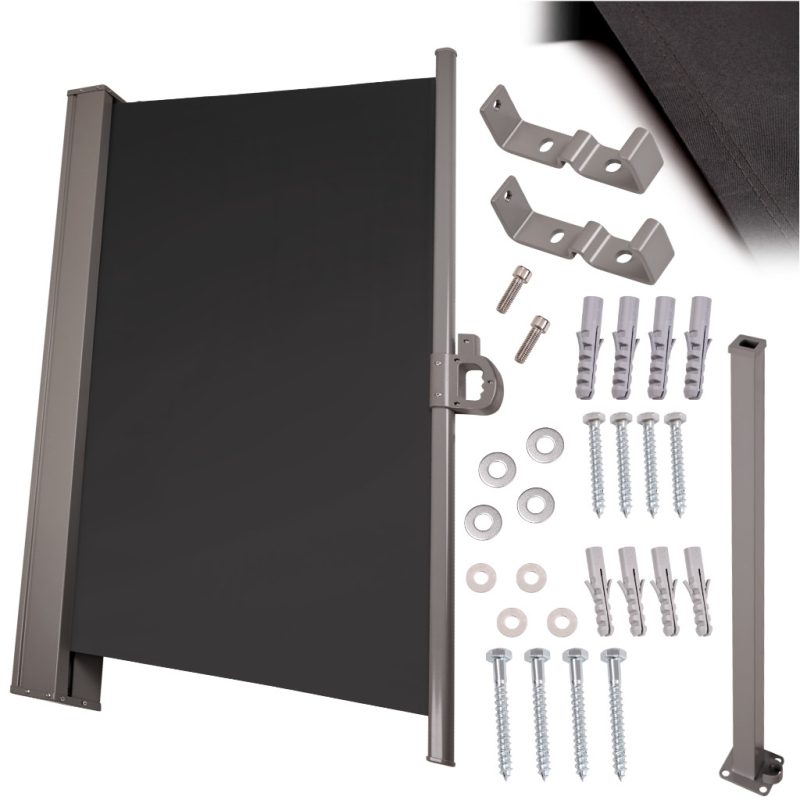 Bočna tenda za terasu s uvlačivim zaslonom 180 x 400 cm siva