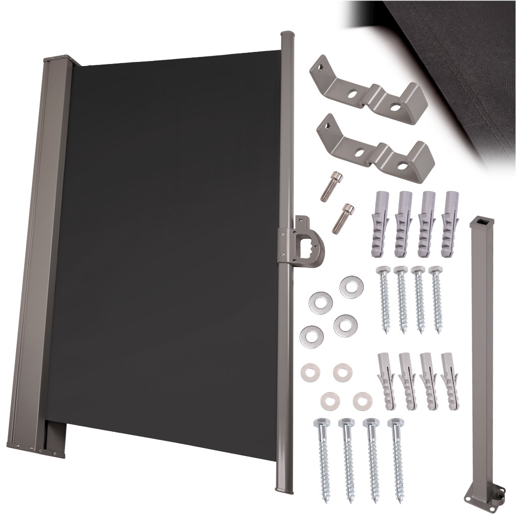 Bočna tenda za terasu s uvlačivim zaslonom 180 x 400 cm siva