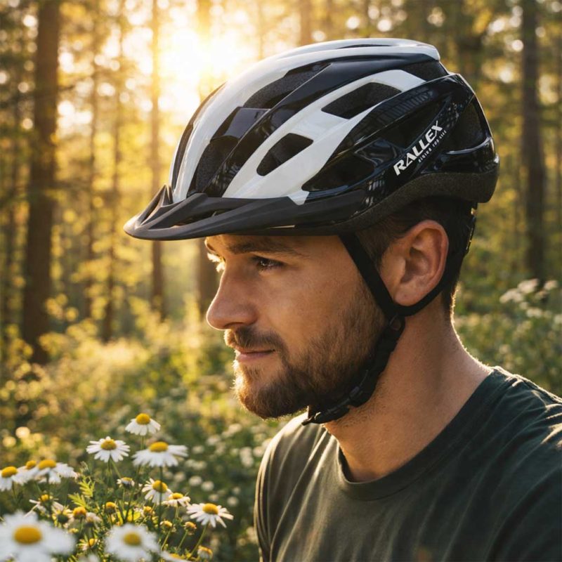 RALLEX biciklistička kaciga, podesiva, crno bijela, L 58-62 cm