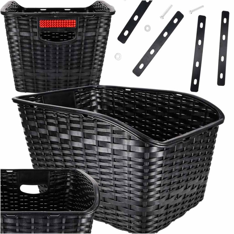 Stražnja košara za bicikl od ratana s reflektorom