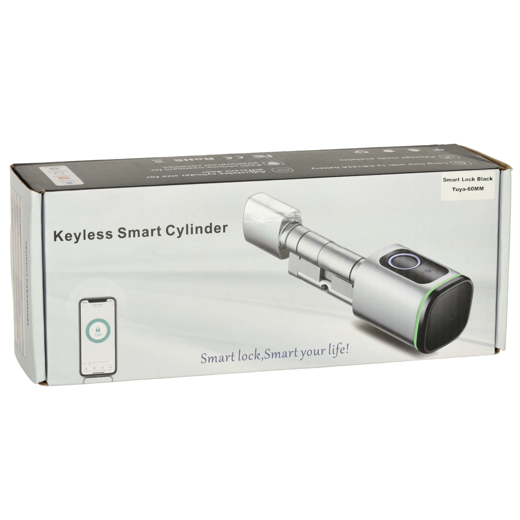 Cilindar brave za vrata za otključavanje otiskom prsta, crni