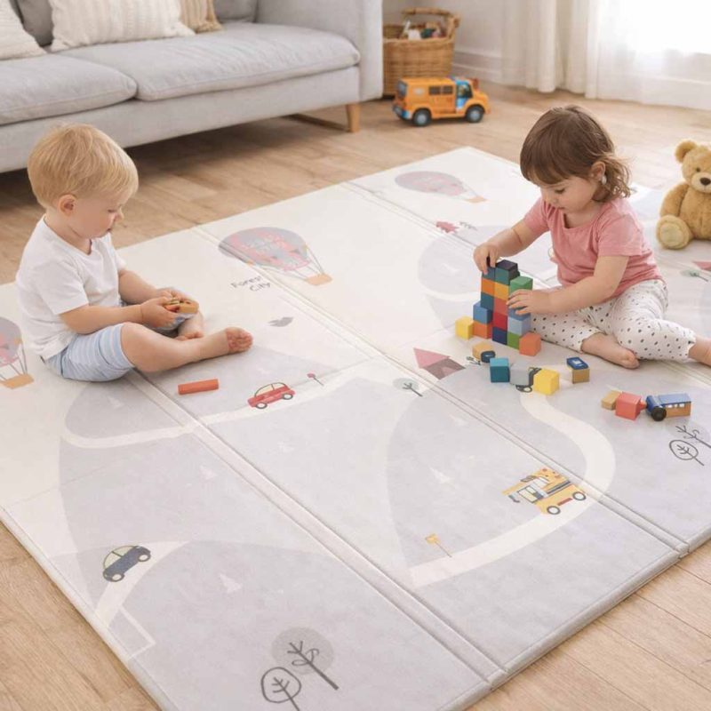 Edukativna dvostrana sklopiva pjenasta podloga 150×200 baloni/cesta