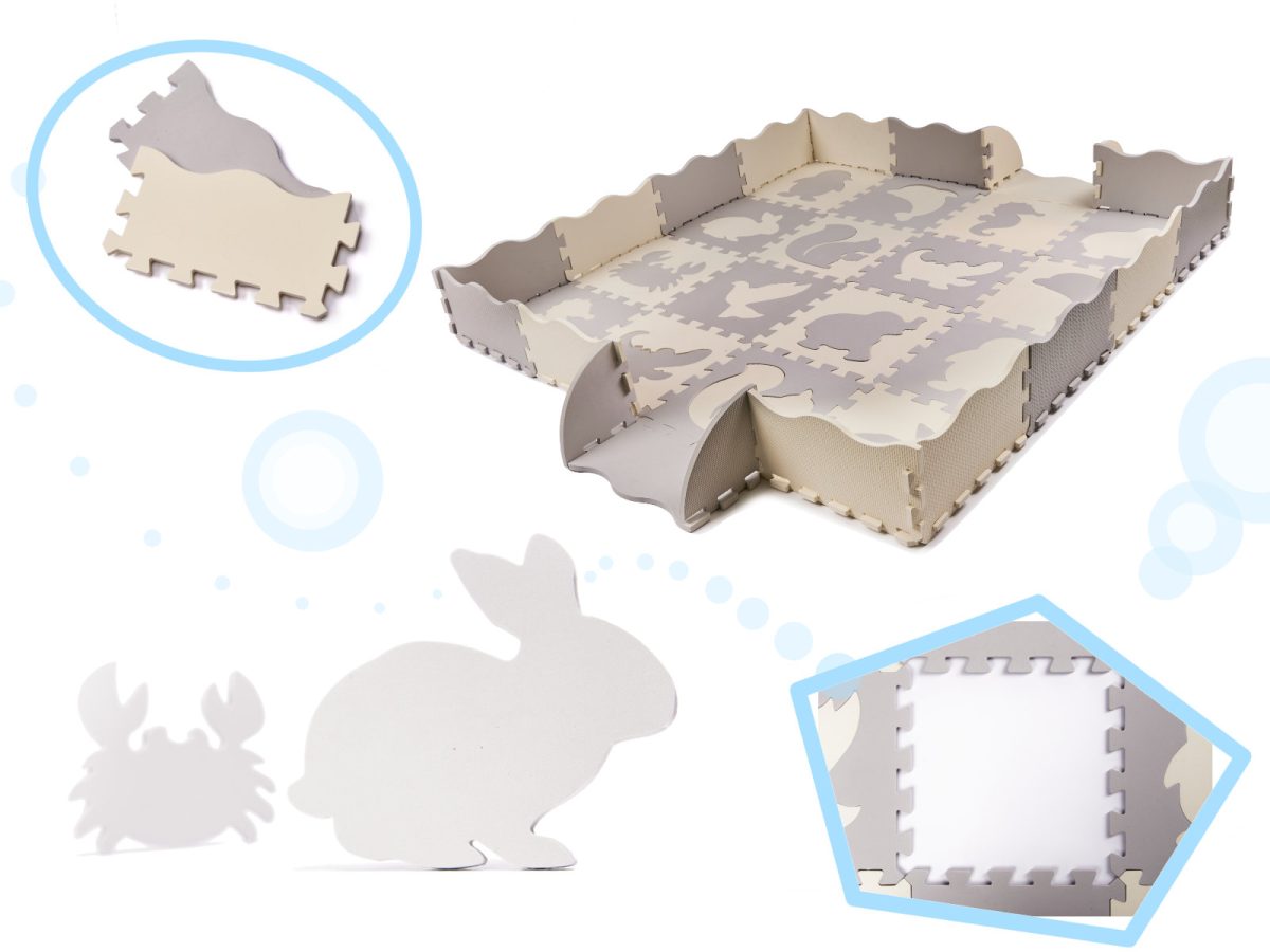 KX6269 Puzzle piankowe mata kojec dla dzieci 36el szaro-ecru 2 Edukativna pjenasta podloga za igru, sivo-ekru, 36 elemenata 150x150 cm