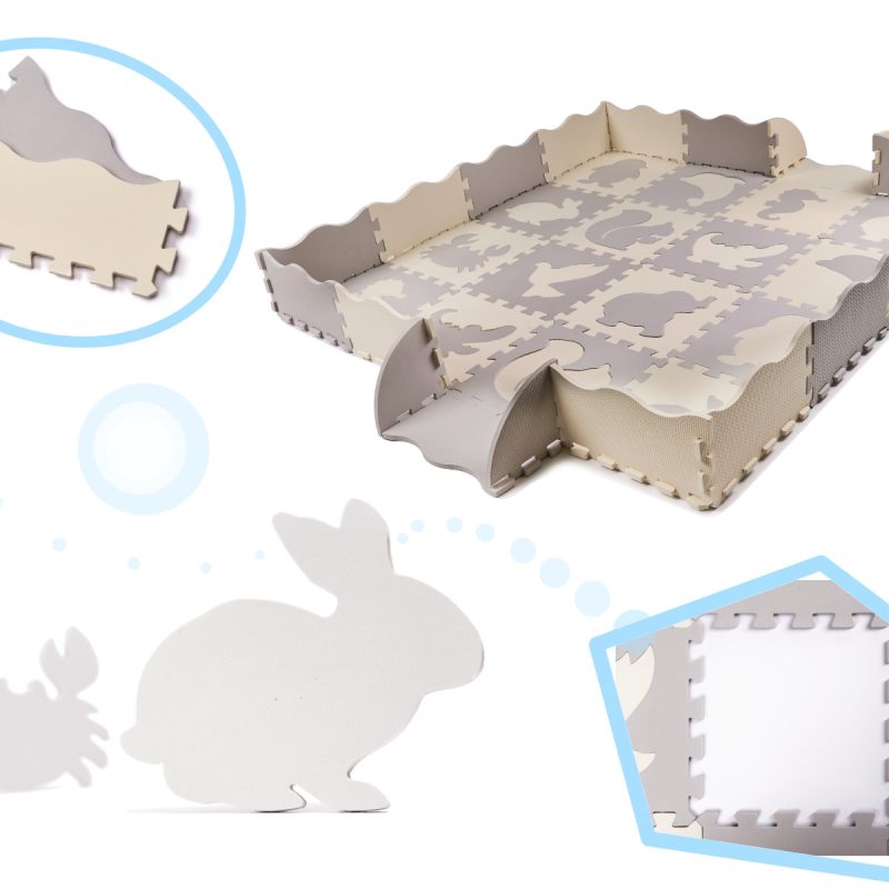 KX6269 Puzzle piankowe mata kojec dla dzieci 36el szaro-ecru 2 Edukativna pjenasta podloga za igru, sivo-ekru, 36 elemenata 150x150 cm