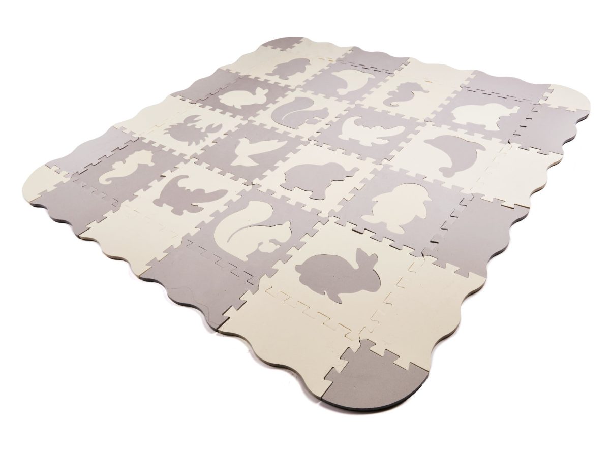 KX6269 Puzzle piankowe mata kojec dla dzieci 36el szaro-ecru 6 Edukativna pjenasta podloga za igru, sivo-ekru, 36 elemenata 150x150 cm