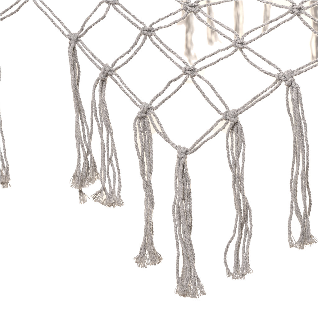 Vrtna viseća mreža boho s resicama, makrame, 200 cm, siva