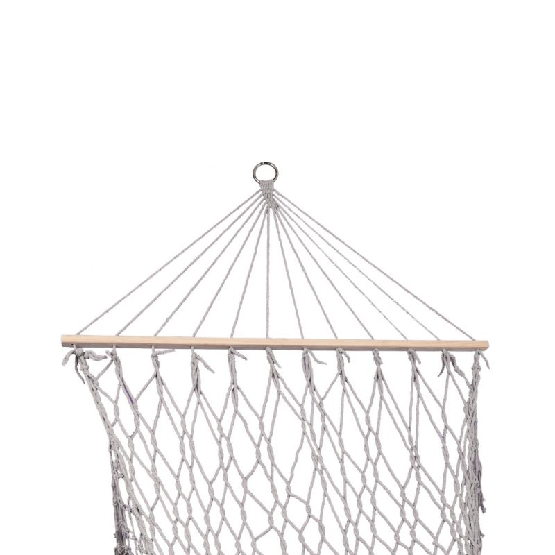 Vrtna viseća mreža boho s resicama, makrame, 200 cm, siva