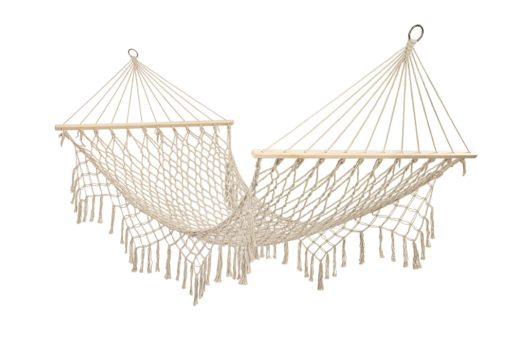 Vrtna viseća mreža s boho resicama 200 cm ecru 150 kg