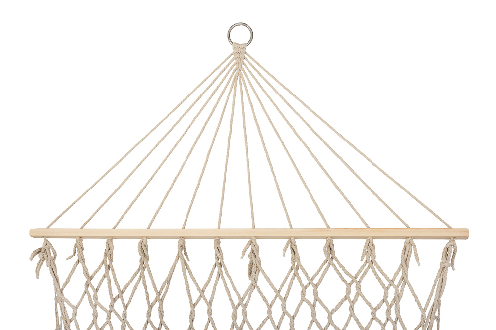 Vrtna viseća mreža s boho resicama 200 cm ecru 150 kg