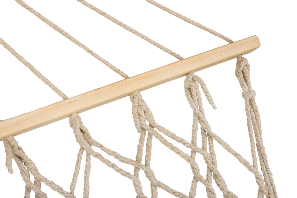 Vrtna viseća mreža s boho resicama 200 cm ecru 150 kg