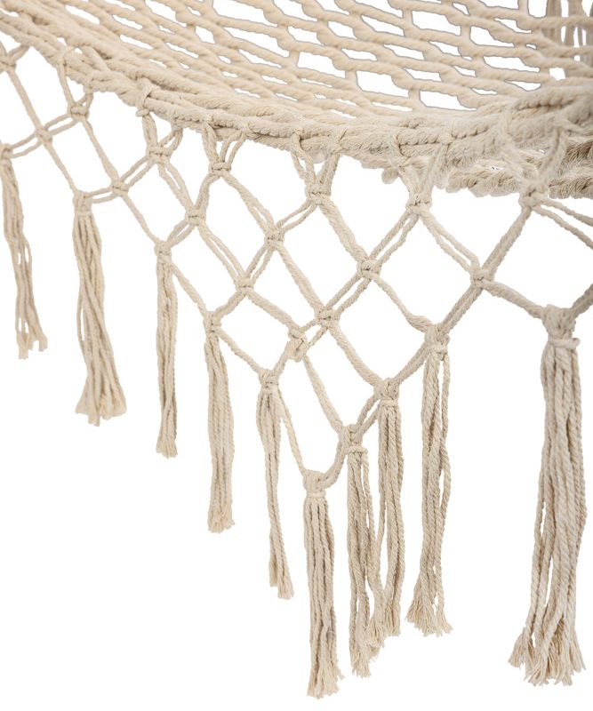Vrtna viseća mreža s boho resicama 200 cm ecru 150 kg