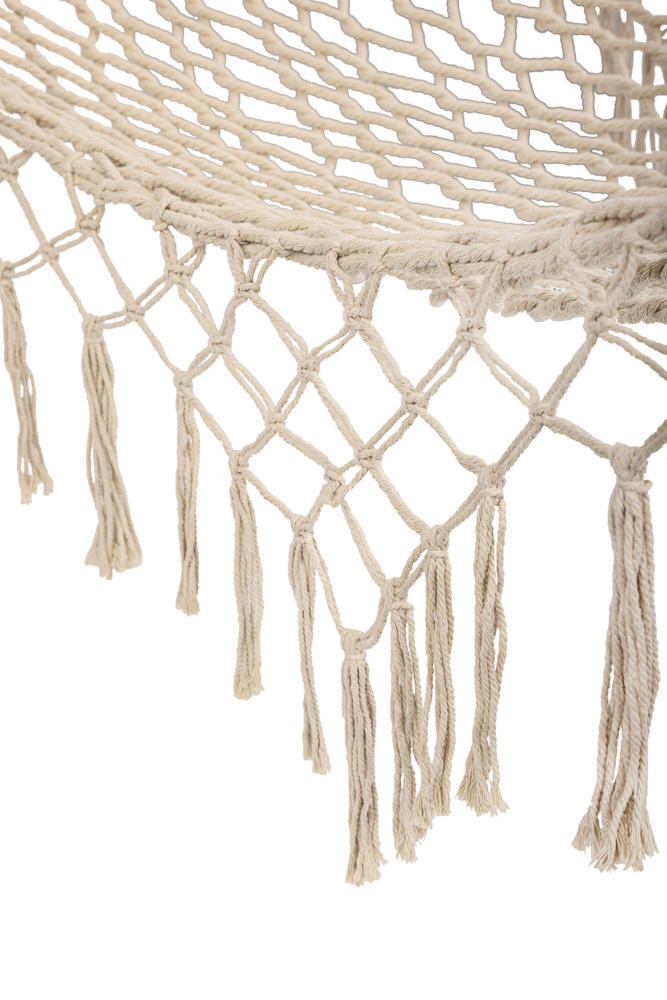 Vrtna viseća mreža s boho resicama 200 cm ecru 150 kg