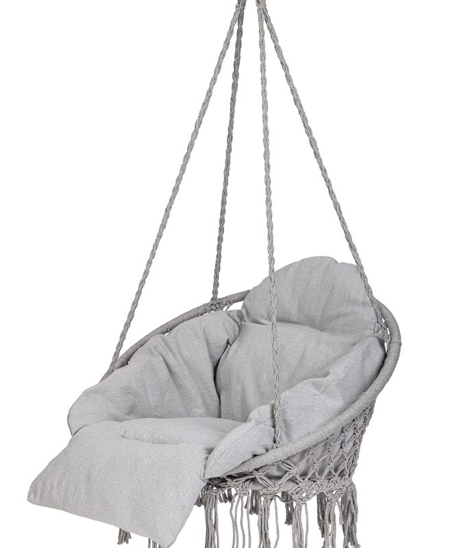 LUARO vrtna ljuljačka rodino gnijezdo s XXL jastukom siva 80 cm 150 kg