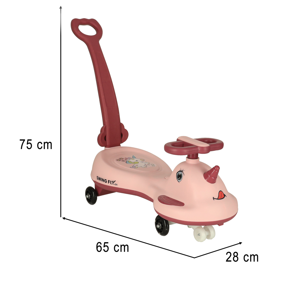 LED Swing FIX S1 gravitacijsko vozilo s ručkom, roza, max 65 kg