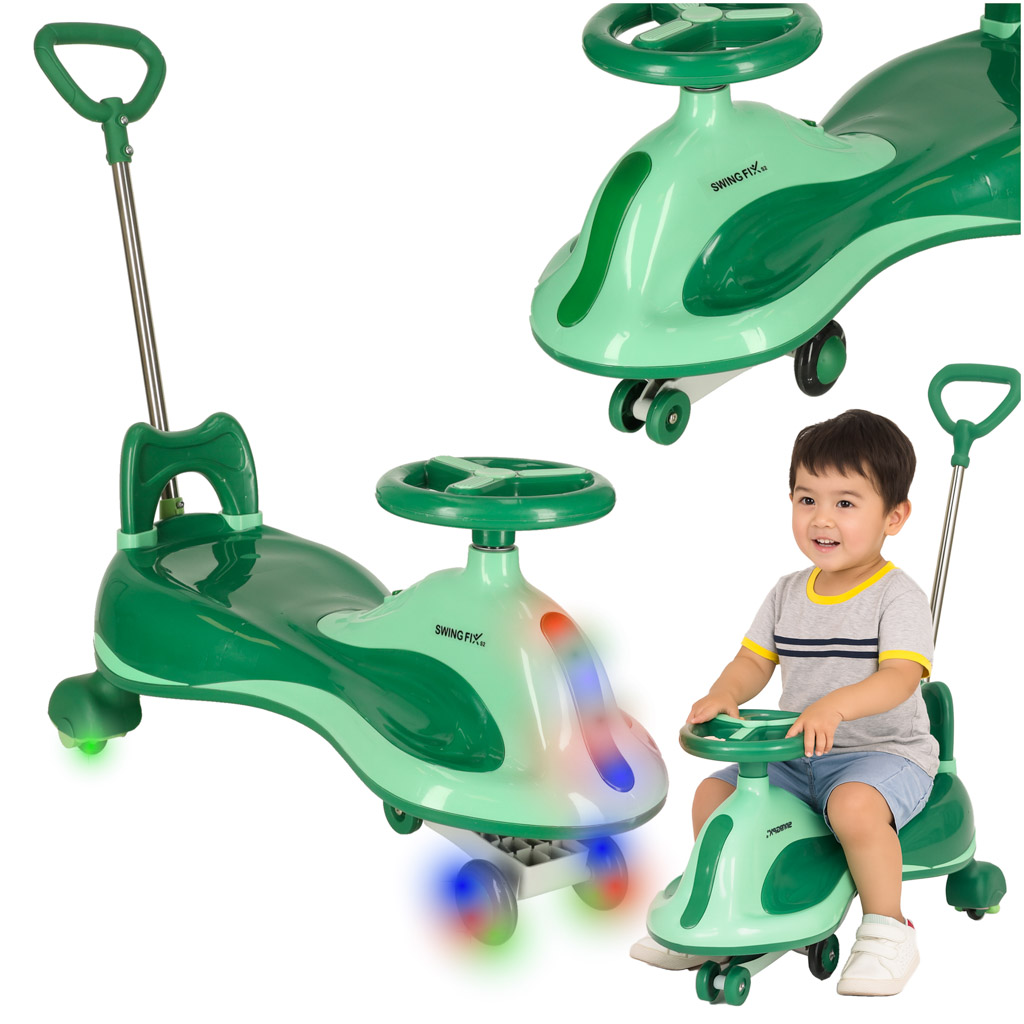 LED Swing FIX S2 gravitacijsko vozilo s ručkom zeleni, maksimalno 100 kg