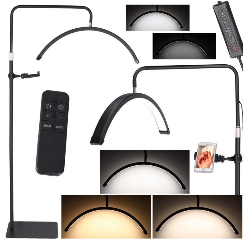 LED kozmetička lampa za ekstenzije trepavica, svjetlo bez treperenja, crna, luk