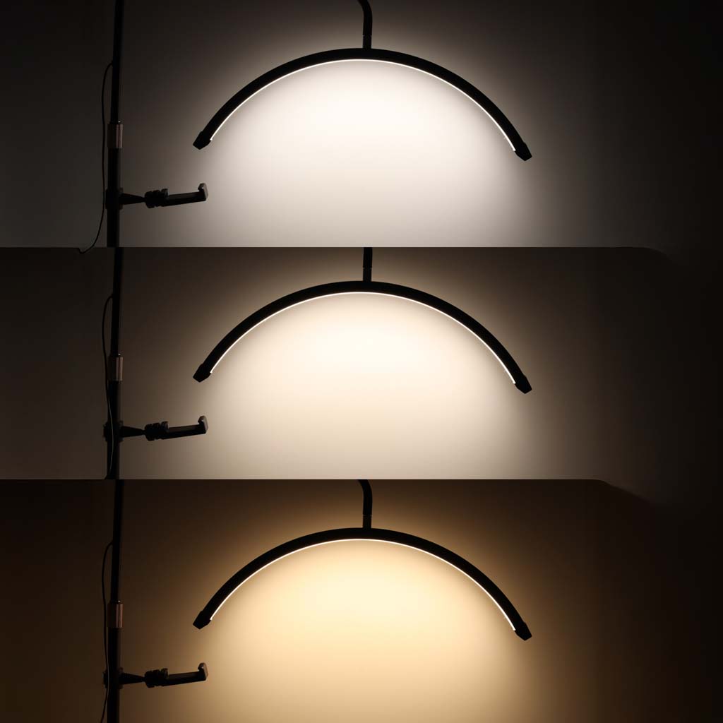 LED kozmetička lampa za ekstenzije trepavica, svjetlo bez treperenja, crna, luk