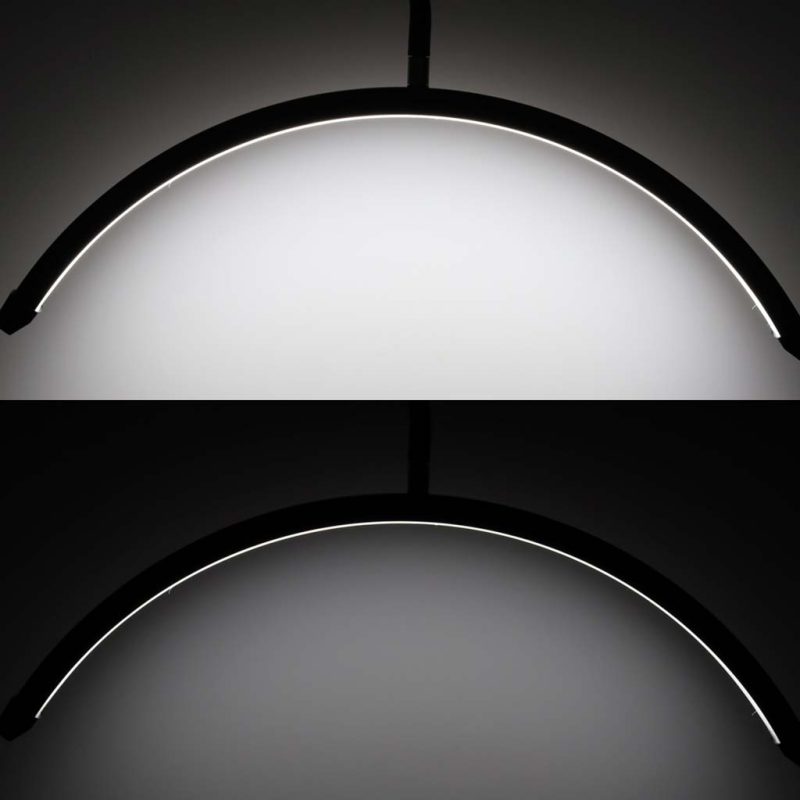 LED kozmetička lampa za ekstenzije trepavica, svjetlo bez treperenja, crna, luk