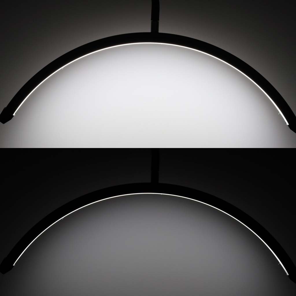 LED kozmetička lampa za ekstenzije trepavica, svjetlo bez treperenja, crna, luk