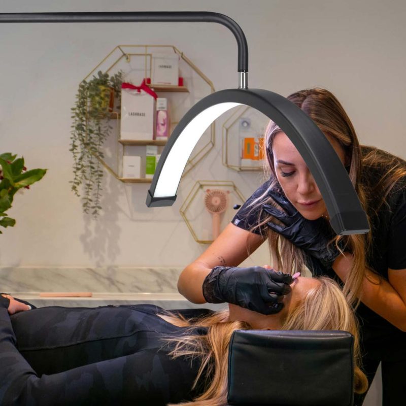 LED kozmetička lampa za ekstenzije trepavica, svjetlo bez treperenja, crna, luk