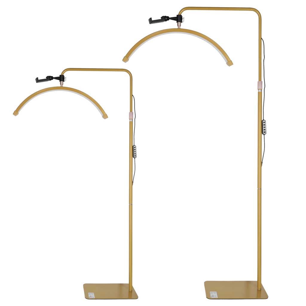 LED kozmetička lampa za ekstenzije trepavica, svjetlo bez treperenja, zlatna, luk